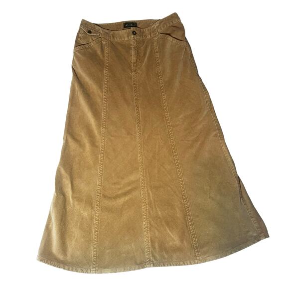 Eddie Bauer Y2K tan corduroy maxi boho A-Line skirt women size 8 - Picture 1 of 6